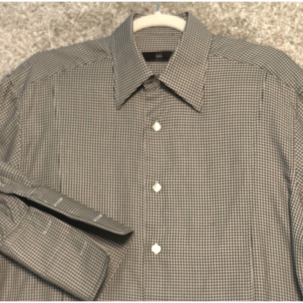 Zegna City Dress Shirt Mens 41 16 Brown Tan Houndstooth French Cuff Long Sleeve - Picture 9 of 10